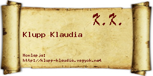 Klupp Klaudia névjegykártya